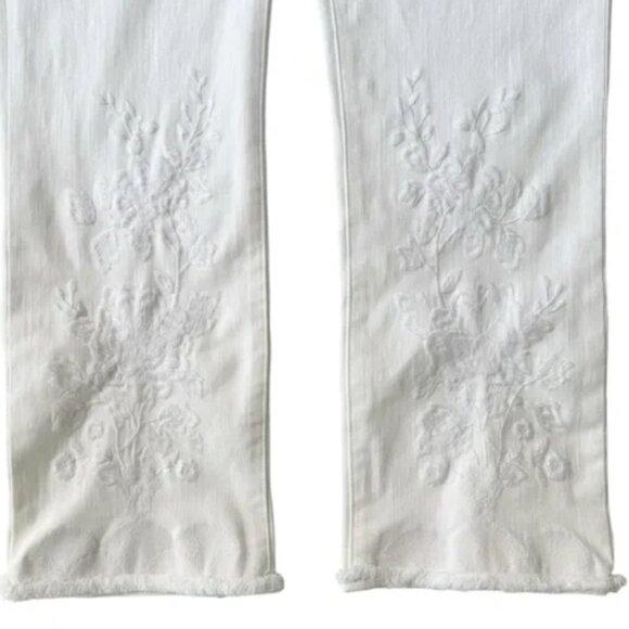 DL1961 Mara Intrasculpt Straight Ankle Jeans Tularose White Embroidered Size 27 - Picture 9 of 9